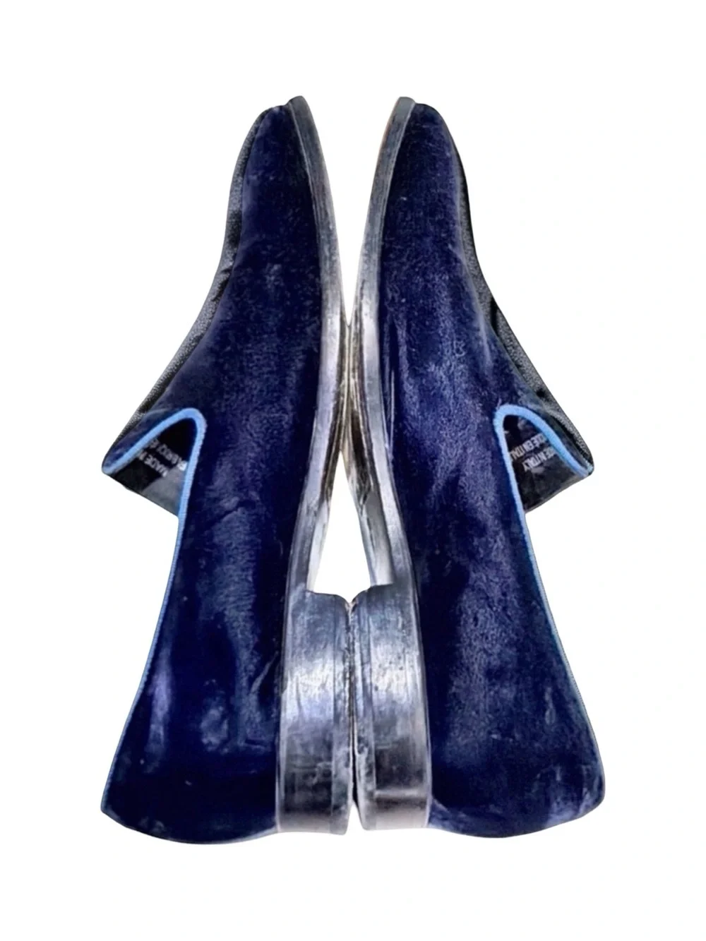 Saks Fifth Avenue Velvet Loafers Made in Italy Navy Blue Size 10M Luxury Slip-On